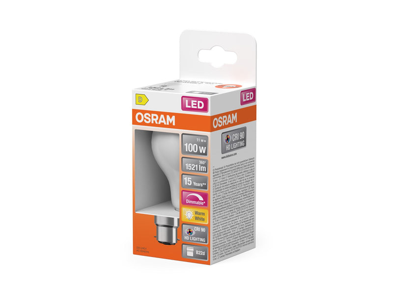 Osram LED-Lampe LED Comfort standard frosted 1521lm 11W/927 (100W) B22d dimmable E27