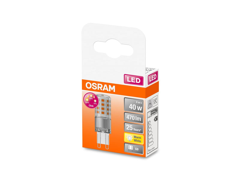 Osram LED-Lampe Star+ Pin 4W/827 (40W) 3-step dimmable G9