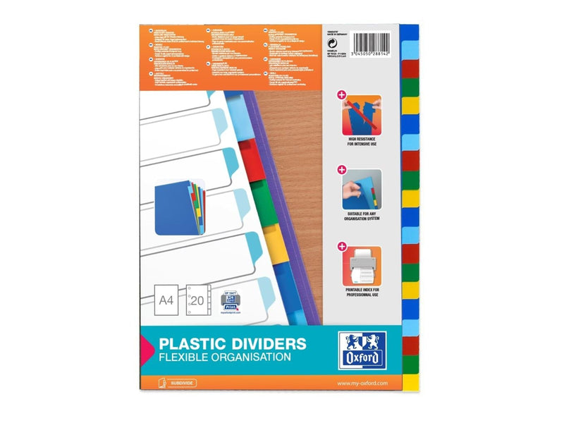 Oxford  Divider Coloured A4 Pp 20 Tabs