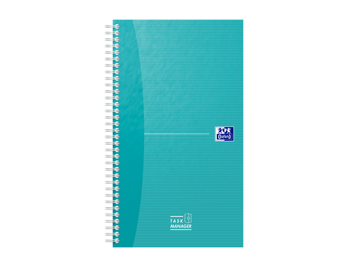 Oxford Office Essentials Task Manager, 14,1x24,6cm, Softcover, Doppelspiralbindung, 115 Blatt, Sonderlineatur, scribzee kompatibel, aqua