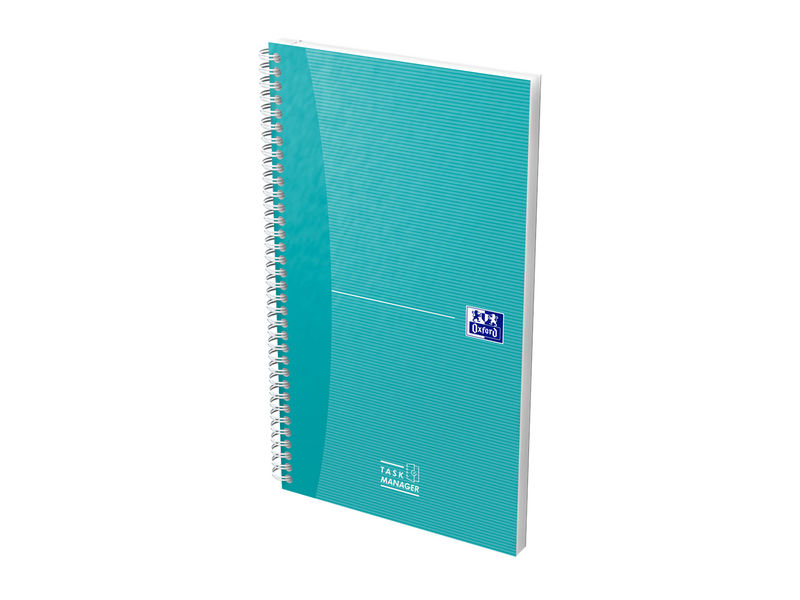 Oxford Office Essentials Task Manager, 14,1x24,6cm, Softcover, Doppelspiralbindung, 115 Blatt, Sonderlineatur, scribzee kompatibel, aqua