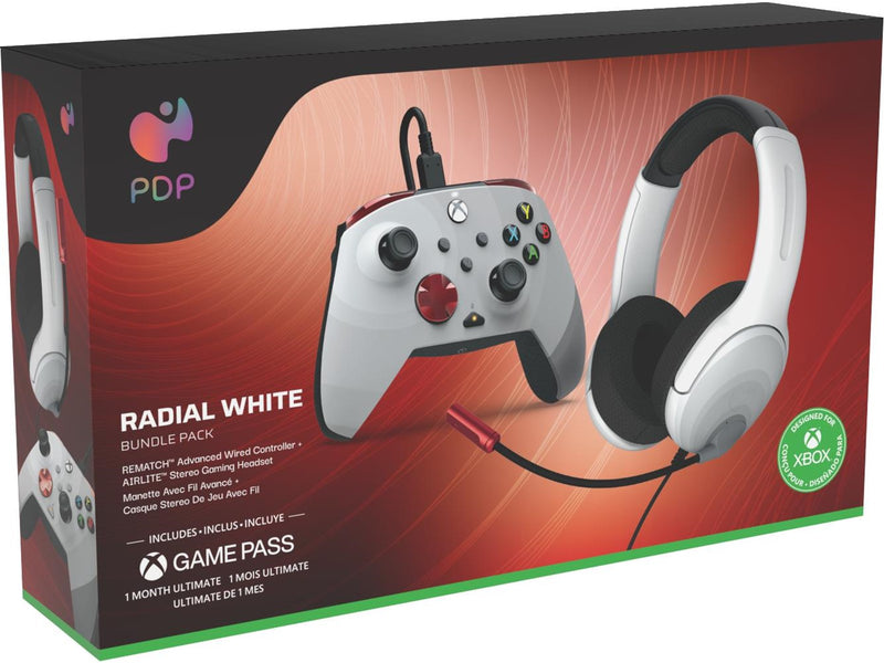 PDP Bundle Rematch Controller + Airlite wired - Radial White - Wired Headset - Microsoft Xbox One