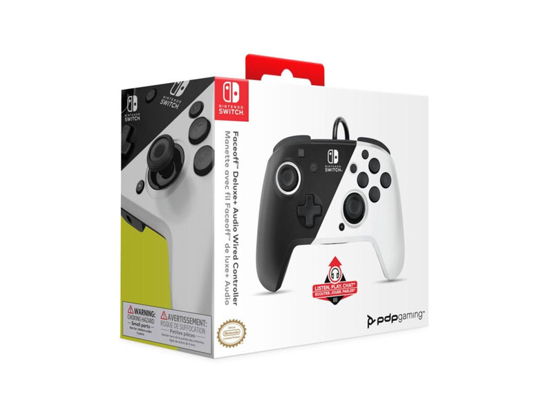 PDP Faceoff Deluxe+ Audio Wired Controller - Black/White - Wired Controller - Nintendo Switch