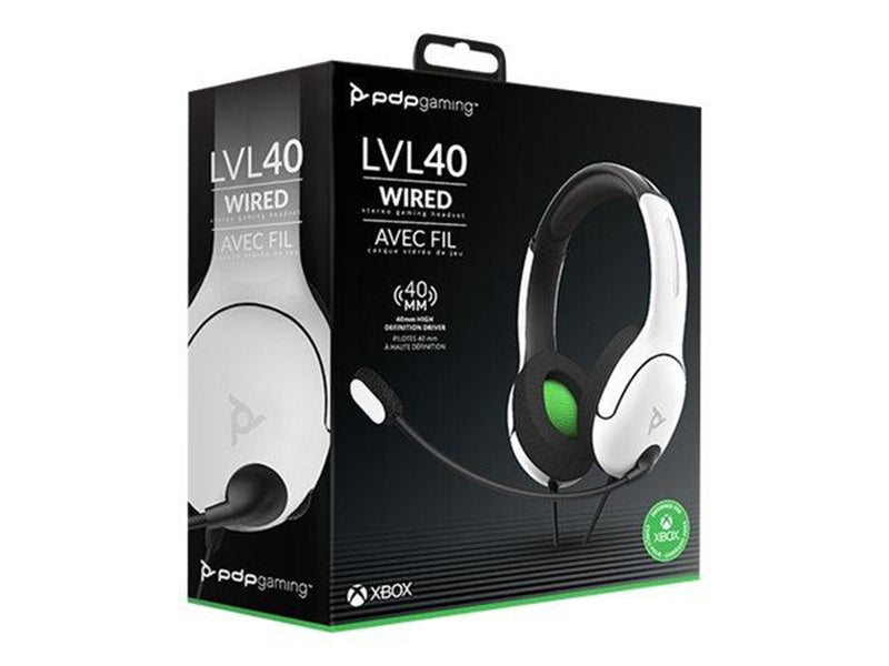 PDP LVL40 Wired Stereo Gaming Headset - White