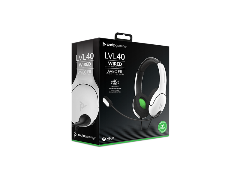 PDP LVL40 Wired Stereo Gaming Headset - White