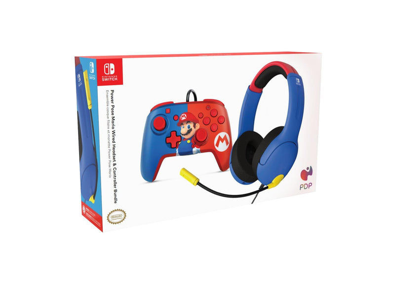 PDP Power Pose Mario Wired Headset & Controller Bundle - Wired Controller - Nintendo Switch