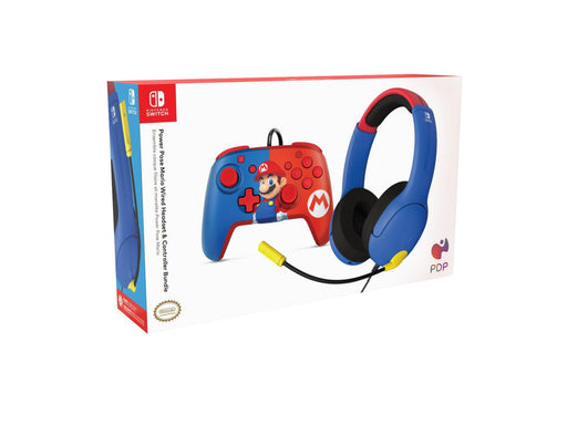PDP Power Pose Mario Wired Headset & Controller Bundle - Wired Controller - Nintendo Switch