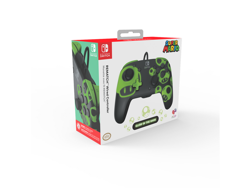 PDP Rematch Wired: 1Up (Glow In The Dark) - Wired Controller - Nintendo Switch