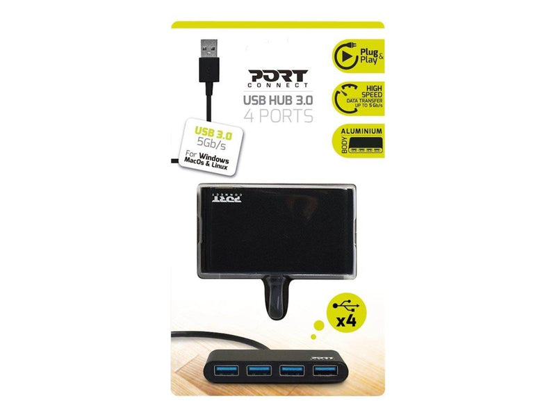 PORT Designs PORT Connect USB-Hubs - USB 3.2 - 4 - Grau