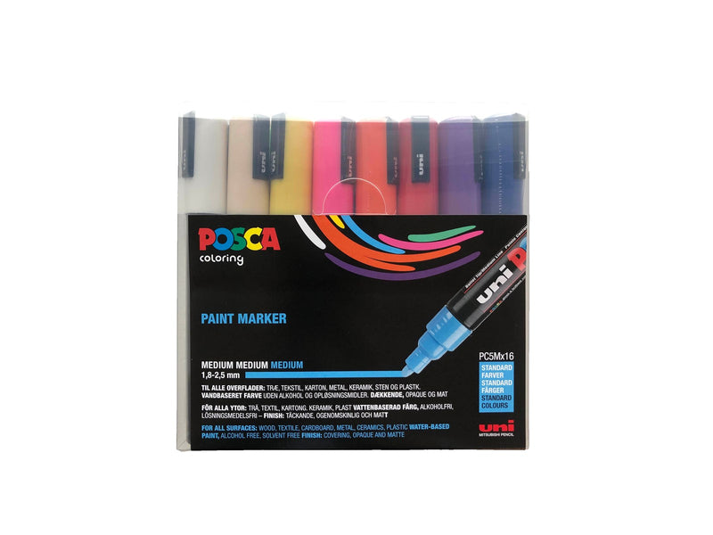 POSCA PC-5M - 16 colours - 1.8-2.5 mm tip - Waterbased ink