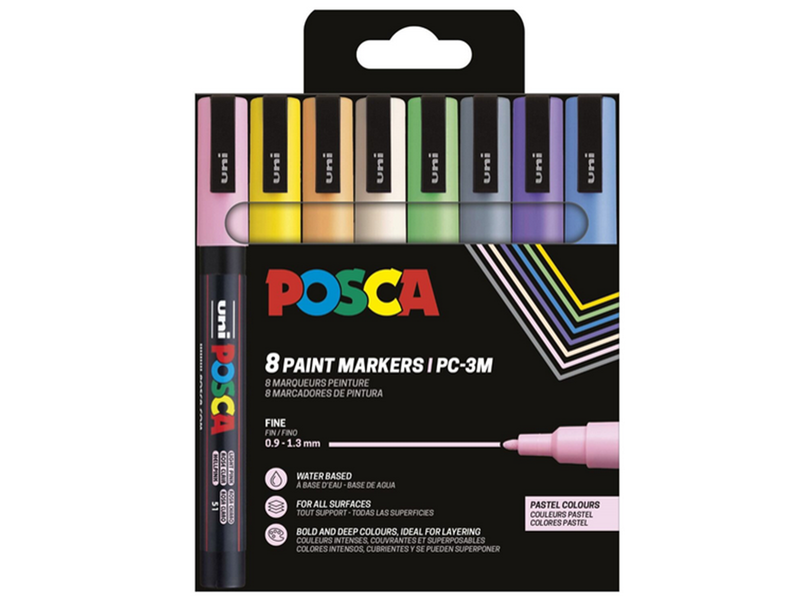 POSCA marker sæt PC-3M 8 ass. Pastel farver