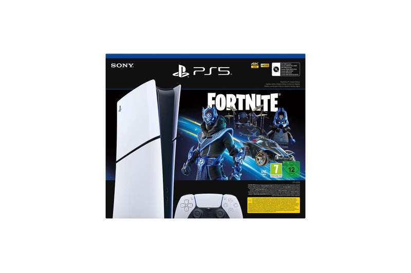 B-WARE Sony Playstation 5 Slim Digital-Edition Fortnite Cobalt Star Bundle, weiß