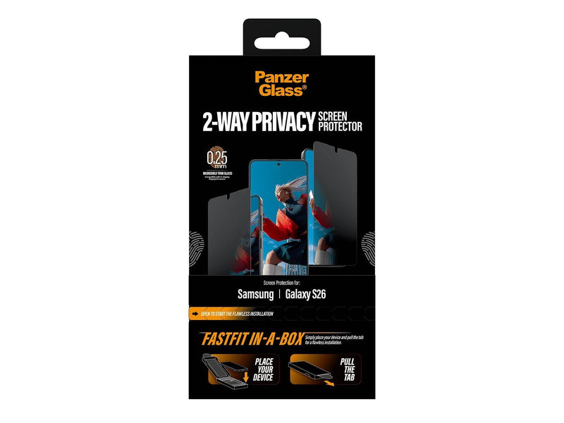PanzerGlass 2-Way Privacy Screen Protector Samsung Galaxy S26 | Ultra-Wide Fit w. FASTFIT IN-A-BOX