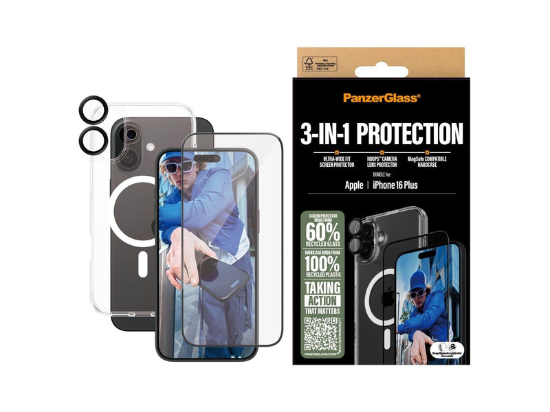 PanzerGlass 3-in-1 Protection Bundle iPhone 16 Plus