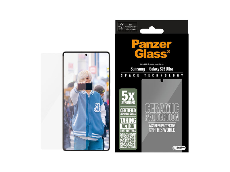 PanzerGlass Ceramic Screen Protector Samsung Galaxy S25 Ultra | Ultra-Wide Fit