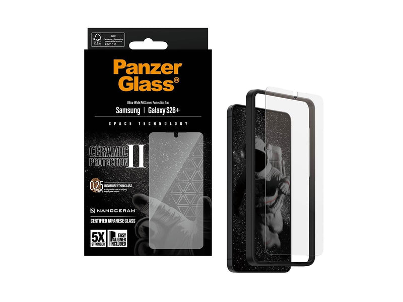 PanzerGlass Ceramic Screen Protector Samsung Galaxy S26+ | Ultra-Wide Fit w. EasyAligner