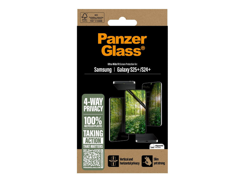 PanzerGlass ECO MATRIX 4-way Privacy Screen Protector Samsung Galaxy S25+ | Ultra-wide Fit