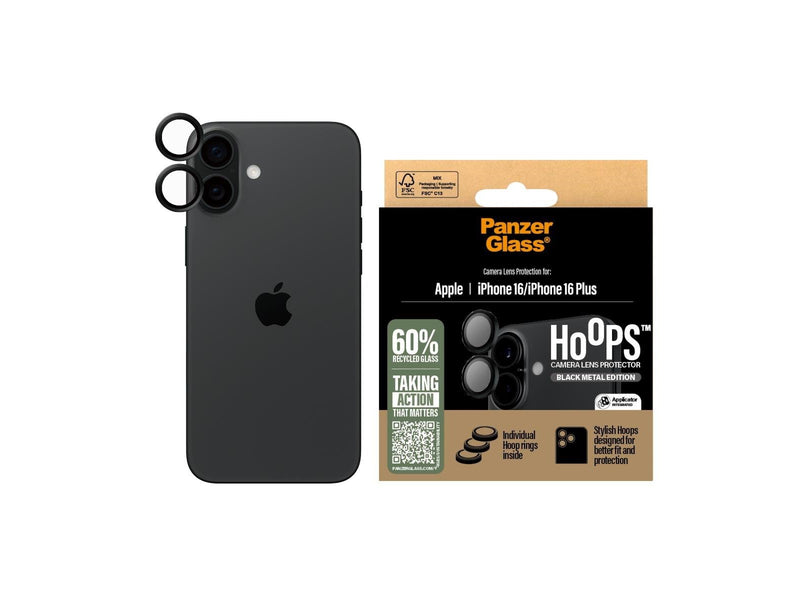 PanzerGlass Hoops™ Black Lens Protector iPhone 16 | 16 Plus