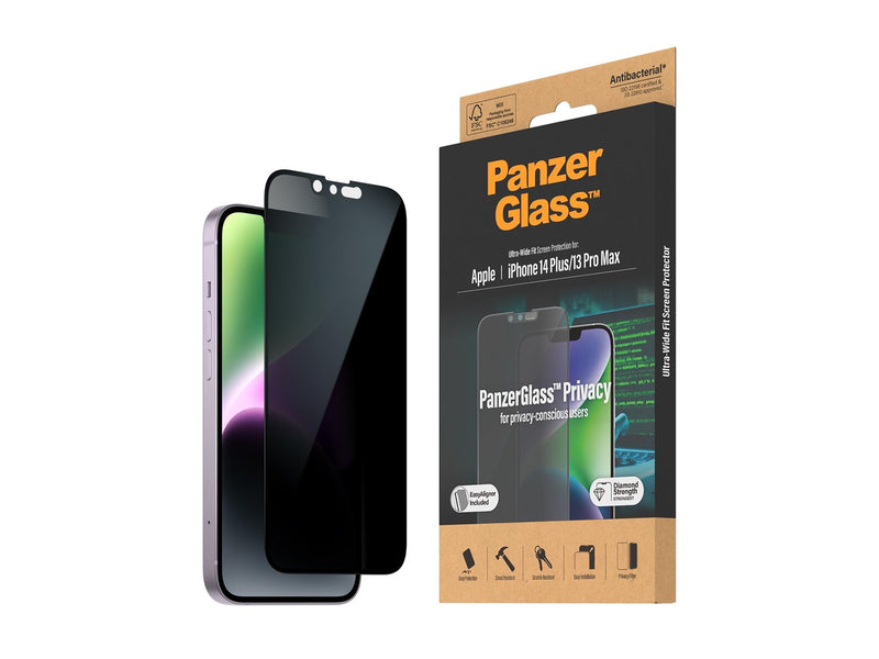 PanzerGlass Privacy Screen Protector Apple iPhone 14 Plus | 13 Pro Max | Ultra-Wide Fit w. EasyAligner