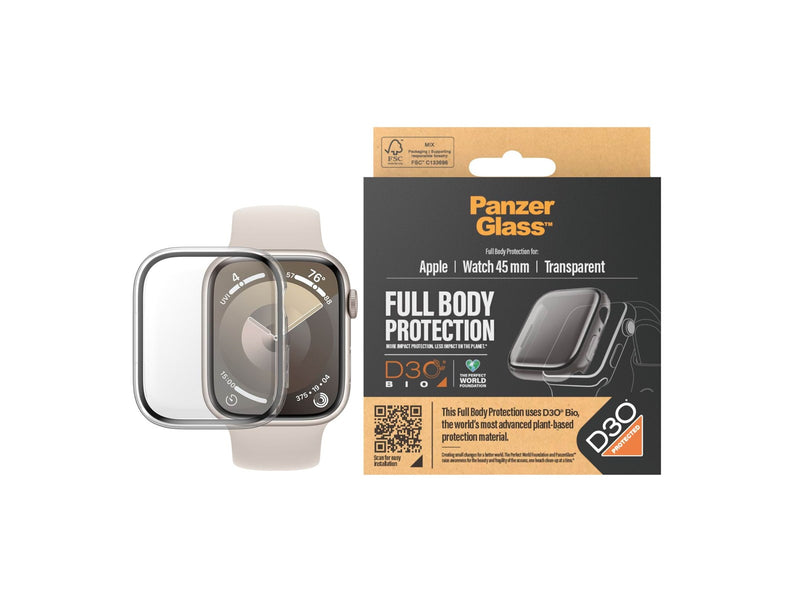 PanzerGlass Screen Protector Full Body Apple Watch Series 9 with D3O | 45mm | Transparent