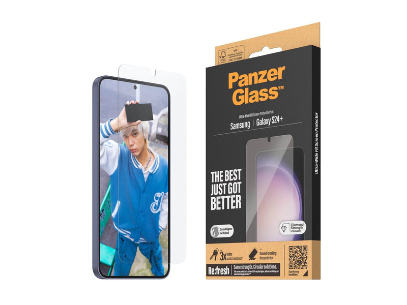 PanzerGlass Screen Protector Samsung Galaxy S24 Plus | Ultra-Wide Fit w. EasyAligner