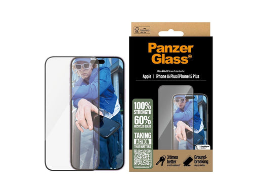 PanzerGlass Screen Protector iPhone 16 Plus | Ultra-Wide Fit