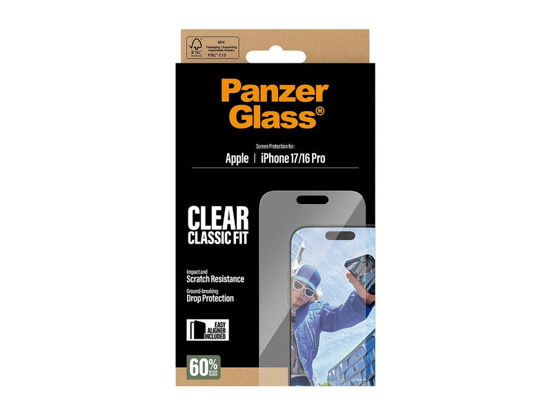 PanzerGlass Screen Protector iPhone 17 | iPhone 16 Pro | Classic Fit w. EasyAligner