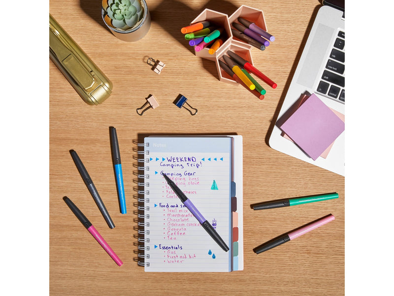 Paper Mate Flair Stifte | Metallic-Filzstifte | mittlere Spitze (0,7 mm) | glitzernde Tinte glänzt auf weißem Papier | farblich sortiert | 6 Stück