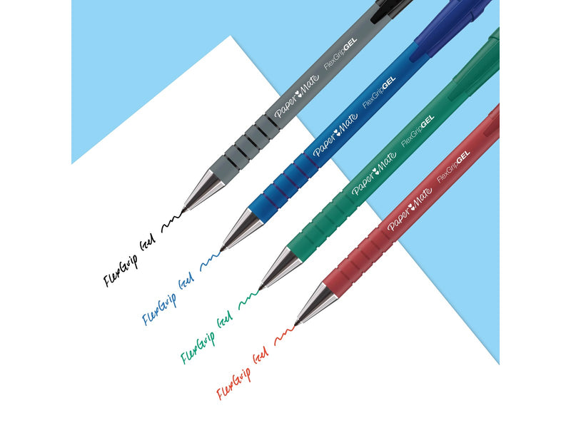 Paper Mate FlexGrip Gelstifte | 0,7 mm | schwarze | blaue | rote & grüne Tinte | 4 Stück