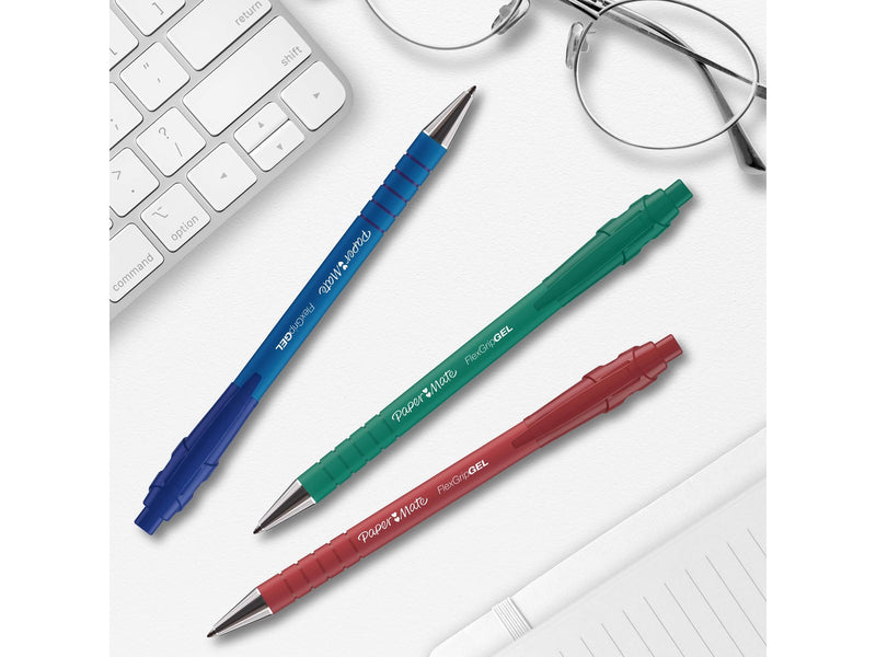 Paper Mate FlexGrip Gelstifte | 0,7 mm | schwarze | blaue | rote & grüne Tinte | 4 Stück