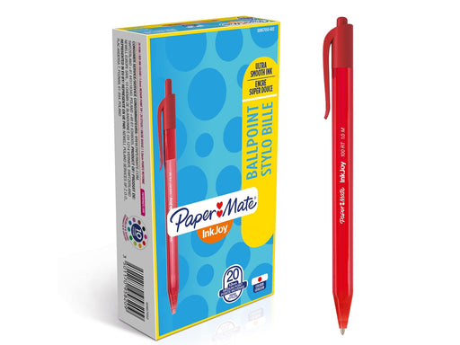 Paper Mate InkJoy 100RT Retractable Kugelschreiber | mittlere Spitze (1,0 mm) | Rot | 20 Stück