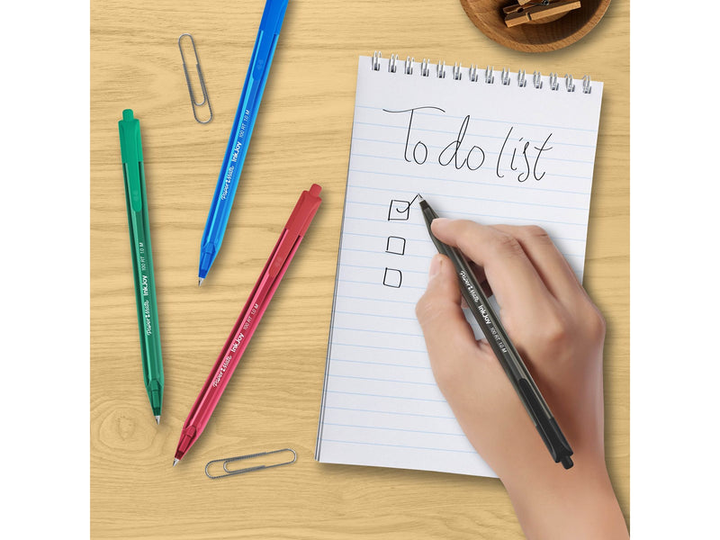 Paper Mate InkJoy 100RT Retractable Kugelschreiber | mittlere Spitze (1,0 mm) | Schwarz | 100 Stück