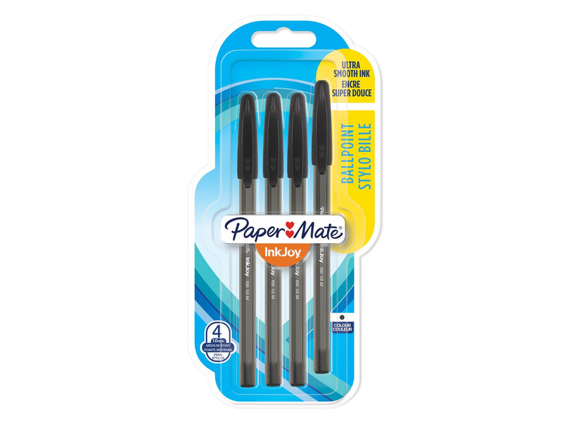 Paper Mate InkJoy 100RT Retractable Kugelschreiber | mittlere Spitze (1,0 mm) | Schwarz | 4 Stück