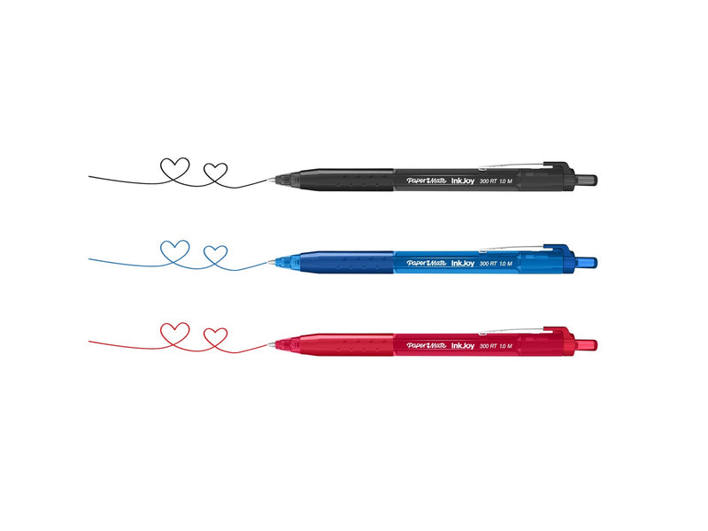 Paper Mate InkJoy 300RT Druckkugelschreiber | mittlere Spitze (1,0mm) | Schwarz | 12 Stück