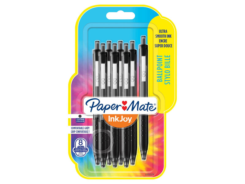 Paper Mate InkJoy 300RT Retractable Kugelschreiber | mittlere Spitze (1,0 mm) | Schwarz | 8 Stück