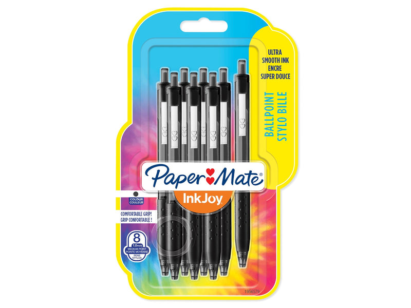 Paper Mate InkJoy 300RT Retractable Kugelschreiber | mittlere Spitze (1,0 mm) | Schwarz | 8 Stück