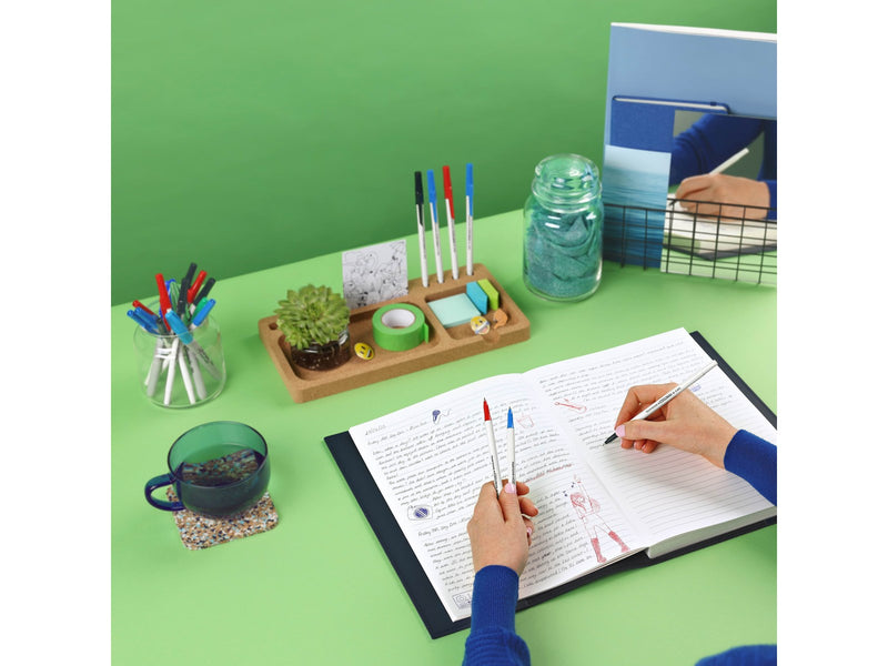 Paper Mate Kilometrico Kugelschreiber | lange Schreibdauer mit mittlerer Spitze (1,0 mm) | blaue Tinte | 80 % recyceltes Plastik | 8 Stück
