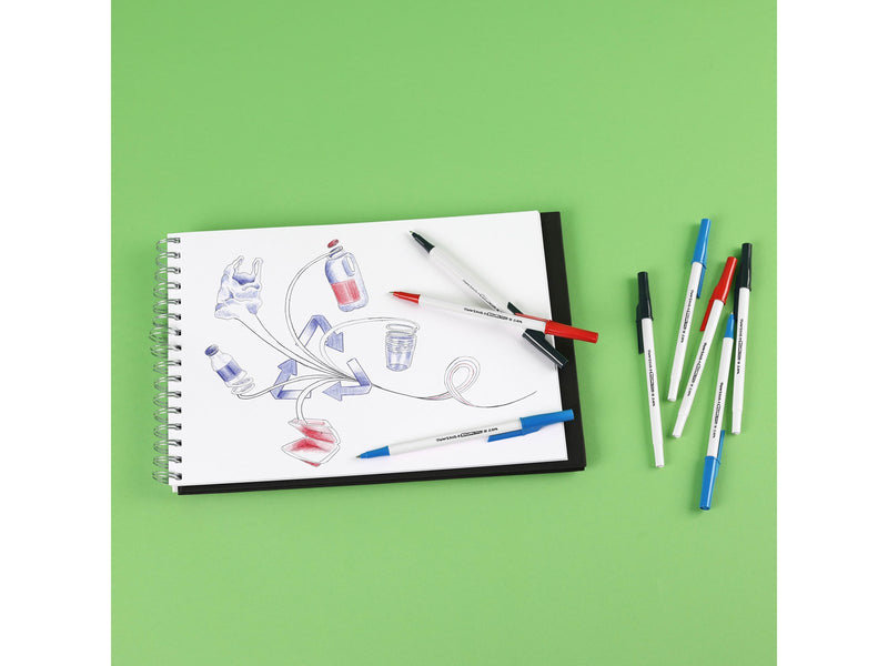Paper Mate Kilometrico Kugelschreiber | lange Schreibdauer mit mittlerer Spitze (1,0 mm) | blaue Tinte | 80 % recyceltes Plastik | 8 Stück