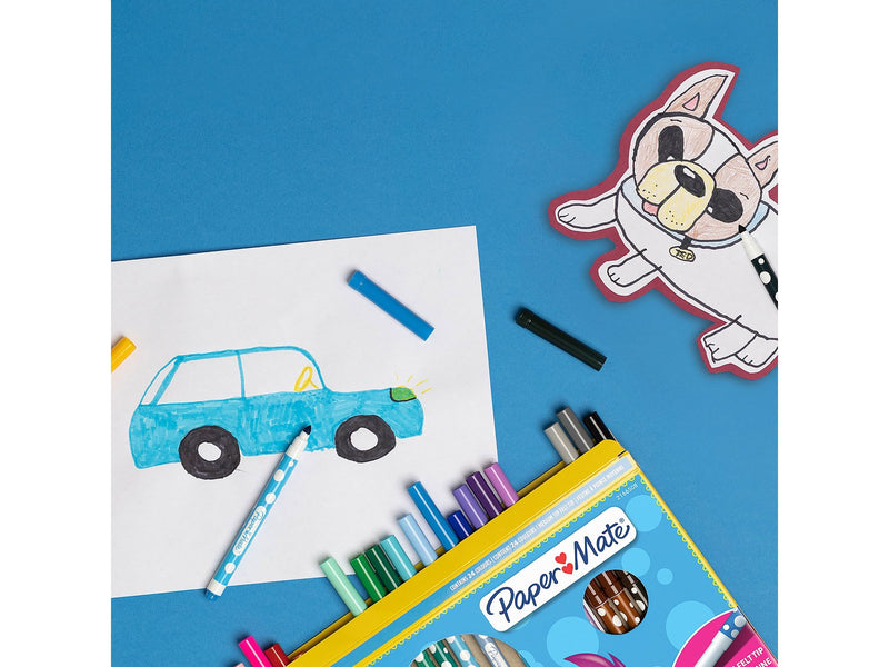 Paper Mate Malstifte mit Filzspitze für Kinder | Waschbar | Verschiedene Farben | 12 Faserspitzenmarker