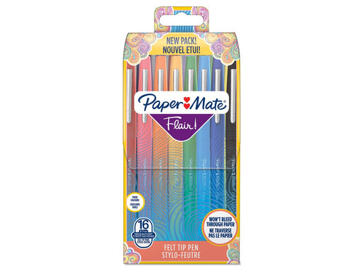 Paper Mate Papermate Flair-Stift | mittlere Spitze (0,7 mm) | Gemischte Farben | Tasche mit 16 Stiften