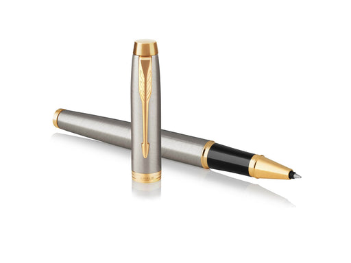 Parker IM Tintenroller | Brushed Metal | feine Spitze | Schwarz | Geschenkbox