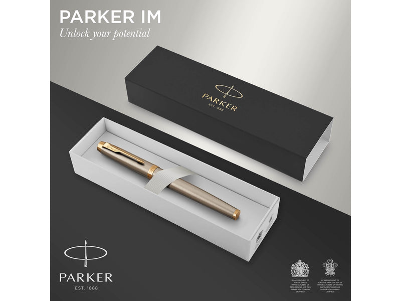 Parker IM Tintenroller | Brushed Metal | feine Spitze | Schwarz | Geschenkbox