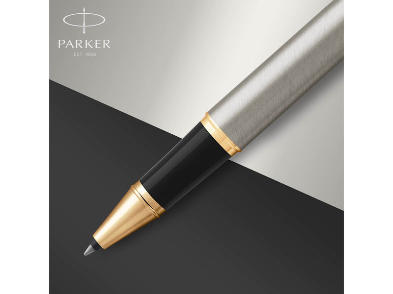 Parker IM Tintenroller | Brushed Metal | feine Spitze | Schwarz | Geschenkbox