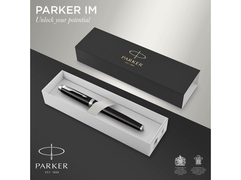 Parker IM Tintenroller | schwarze Lackierung mit Chromzierteilen | feine Spitze | Schwarz | Geschenkbox