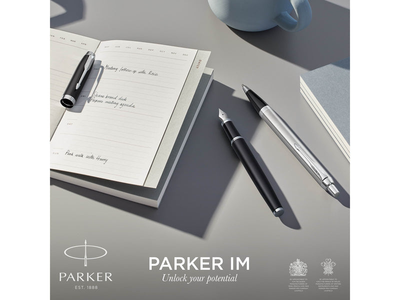 Parker IM Tintenroller | schwarze Lackierung mit Chromzierteilen | feine Spitze | Schwarz | Geschenkbox