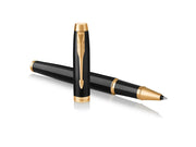 Parker IM Tintenroller | schwarze Lackierung mit Goldzierteilen | feine Spitze | Schwarz | Geschenkbox