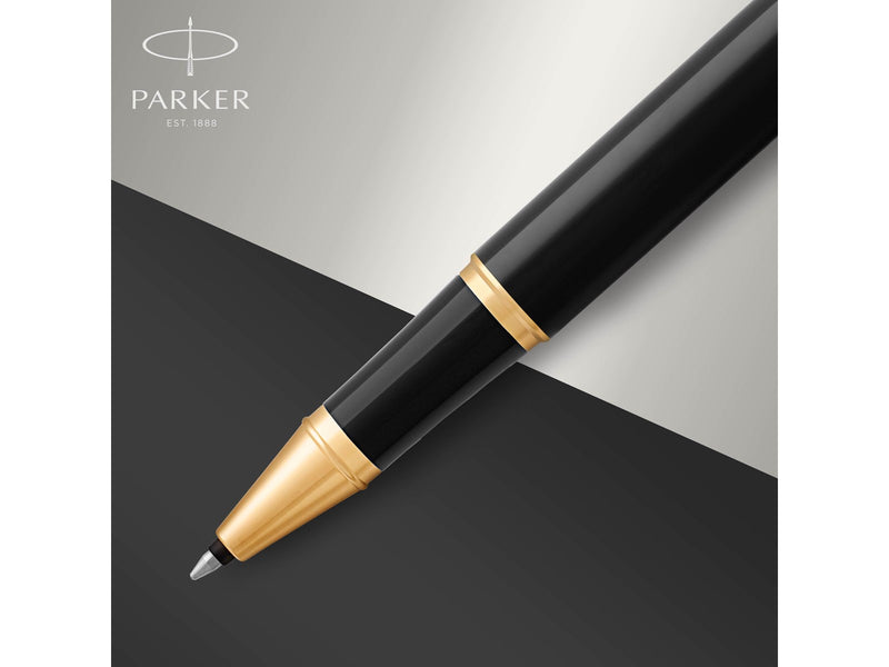 Parker IM Tintenroller | schwarze Lackierung mit Goldzierteilen | feine Spitze | Schwarz | Geschenkbox