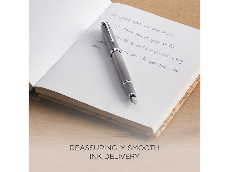 Parker IM Writing Rituals Fountain Pen | Grey Finish with Gradient | Chrome Trims | Fine Nib | Blue Ink | Gift Box