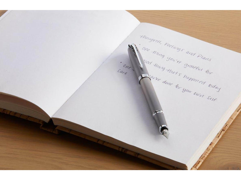 Parker IM Writing Rituals Fountain Pen | Grey Finish with Gradient | Chrome Trims | Medium Nib | Blue Ink | Gift Box
