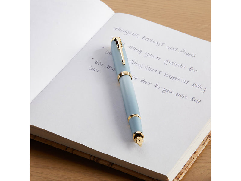 Parker IM Writing Rituals Fountain Pen | Turquoise Green Finish with Gradient | Gold Trims | Fine Nib | Blue Ink | Gift Box